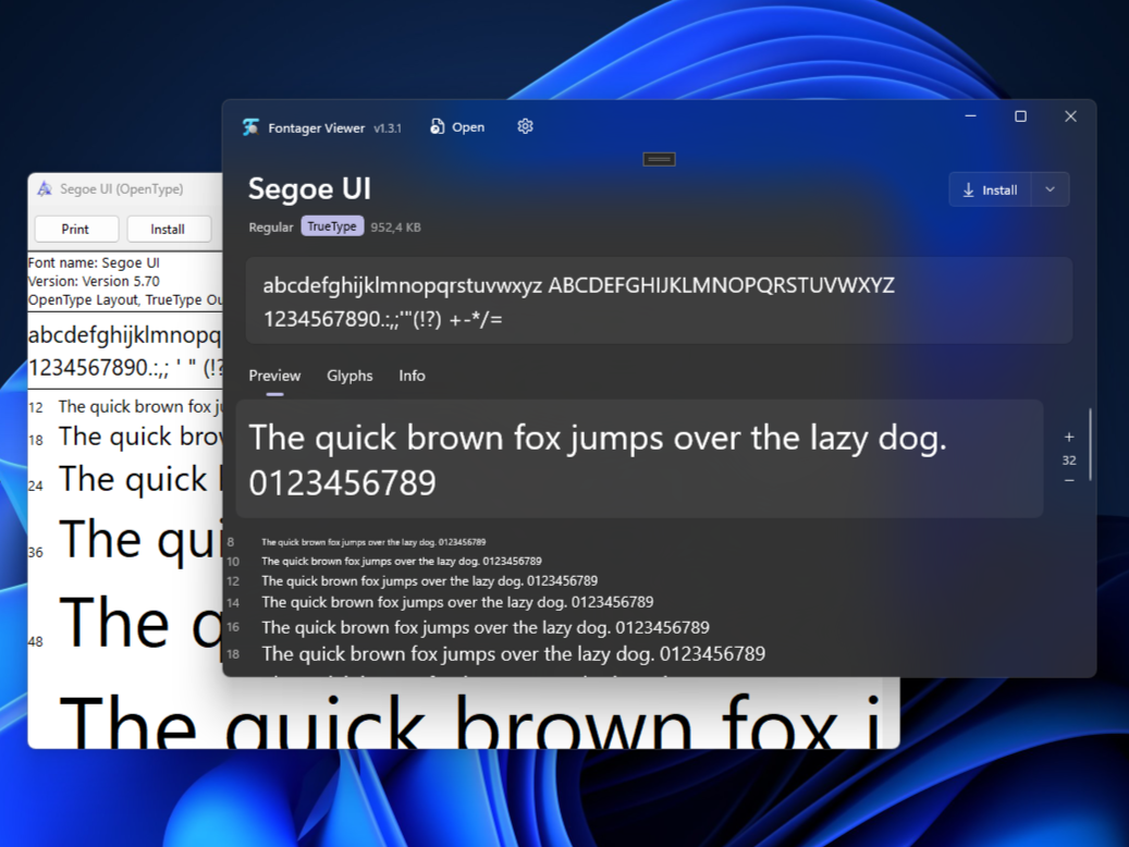 Fontager Viewer Interface